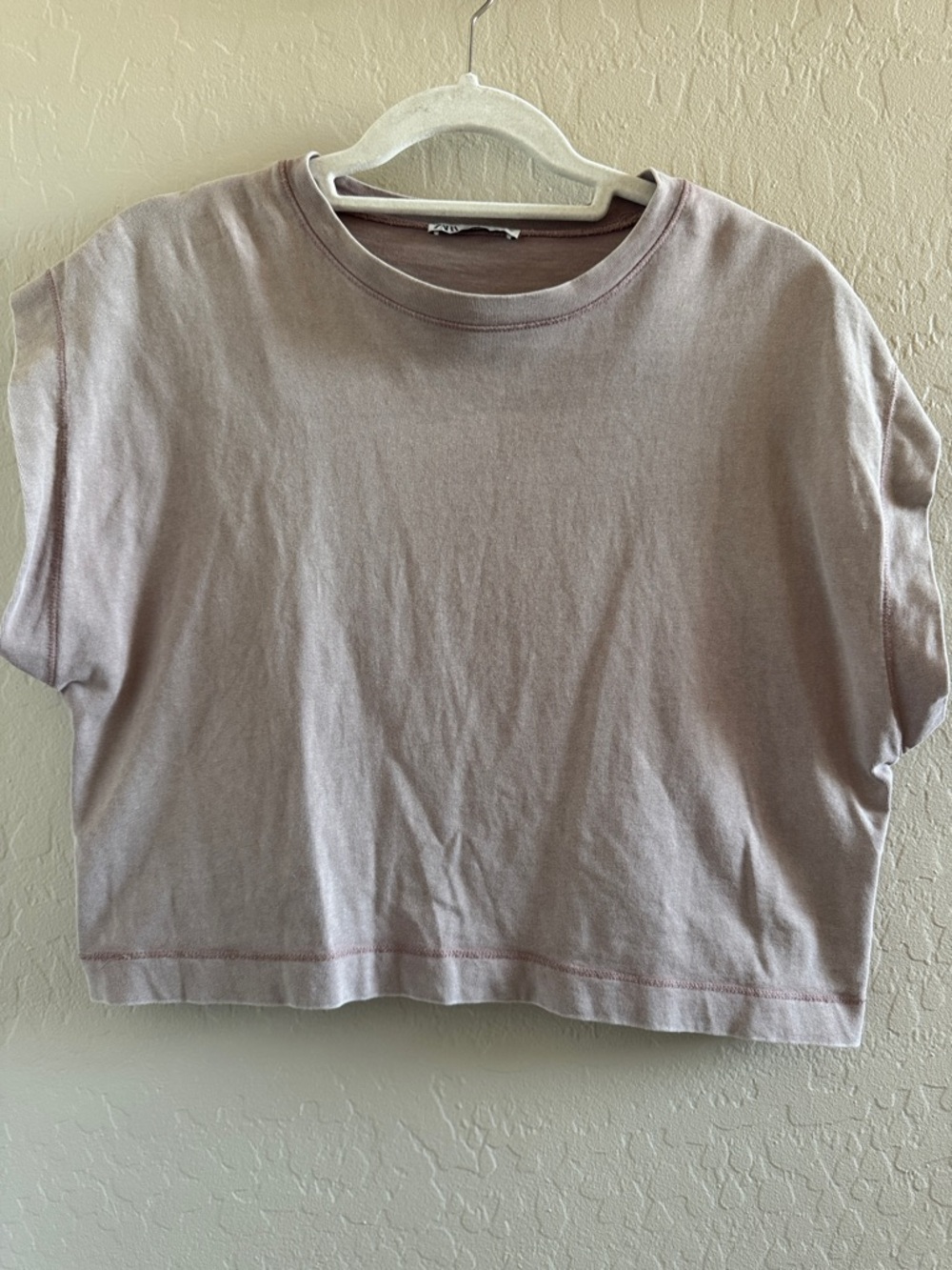 Zara Cropped Boxy Tee in Dusty Mauve